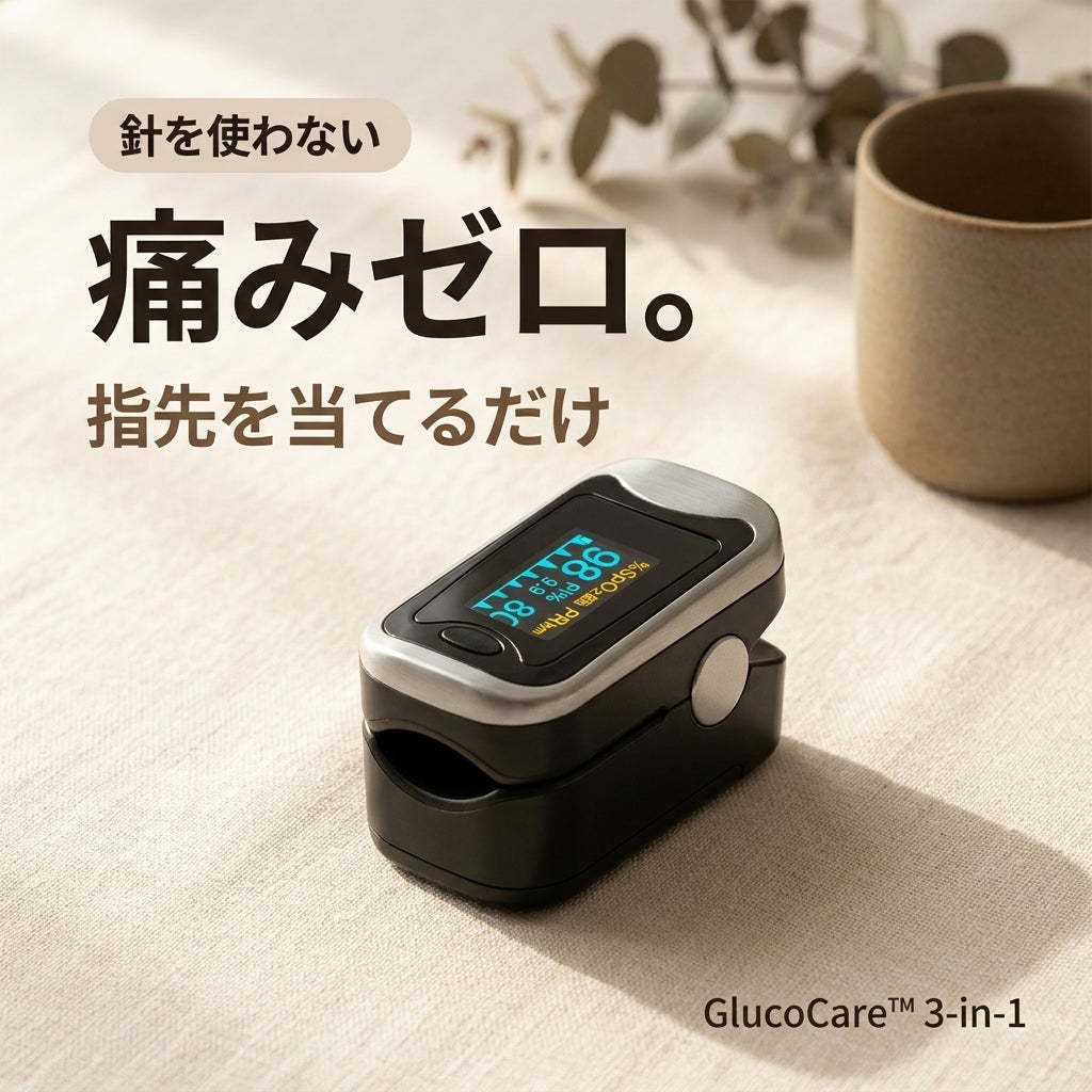 【GlucoCare™】3-in-1スマート健康モニター｜指先ワンタッチで、毎日のコンディションチェックを習慣に